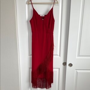 Mango Dress Red Asymmetrical Slip On Dress Spaghetti Straps
